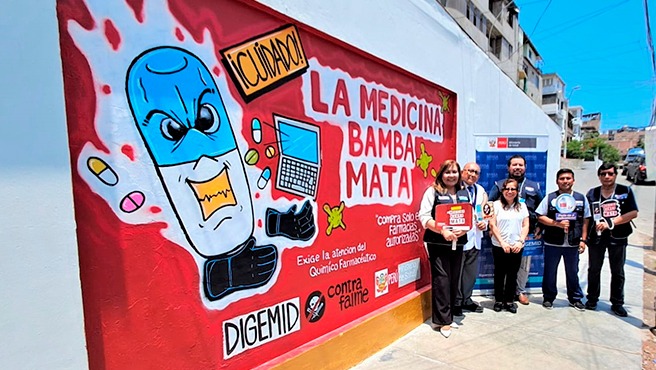 La medicina bamba mata: Digemid presenta murales que advierten sobre los peligros del consumo de medicamentos falsificados